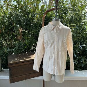 Candace Cameron Bure Stripe Blouse XS Coquette Peter Pan Collar Cottagecore Prep